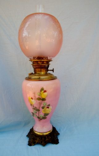 American Gone With The Wind Parlour Oil Lamp c1895