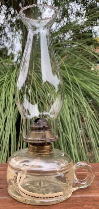 Australian Crown Crystal Finger Lamp with Star Motifs