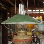 Brass Store Lamps with Galvanised Shade SOLD