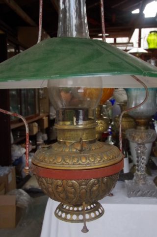 Brass Store Lamps with Galvanised Shade SOLD - Image 2