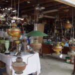 Brass Store Lamps with Galvanised Shade SOLD - Image 3