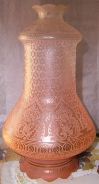 Etched Rare Glass Shade c1900 base 3"