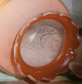 Etched Rare Glass Shade c1900 base 3" - Image 2