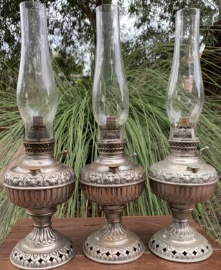 The Tiny Juno (Miller) Nickel Plated Oil Lamps c1895
