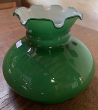 Green cased 5 3/4" fit frilled glass shade