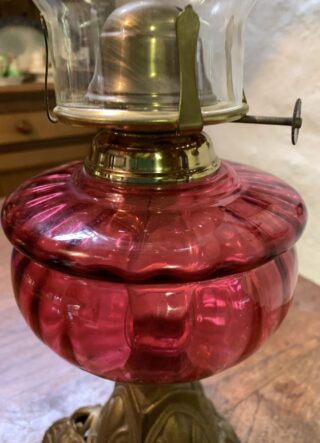 Victorian Cranberry Font Oil Lamp, Rd No. 449860 - Image 2
