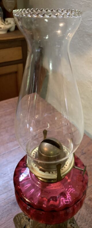 Victorian Cranberry Font Oil Lamp, Rd No. 449860 - Image 4