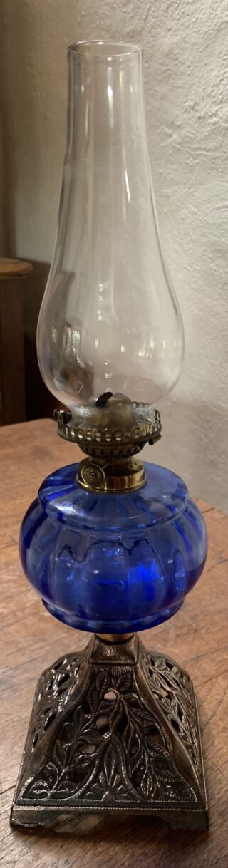 Blue Optic Font Oil Lamp, burner by Plume and Atwood