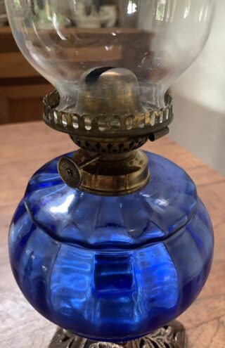 Blue Optic Font Oil Lamp, burner by Plume and Atwood - Image 3