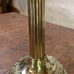 c1900 Banquet Oil Lamp, brass base and column, embossed opal font - Image 2