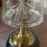Art Deco Style oil lamp, unusual cut glass font, c1910 - Image 2