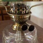 Art Deco Style oil lamp, unusual cut glass font, c1910 - Image 3