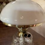 Art Deco Style oil lamp, unusual cut glass font, c1910 - Image 4