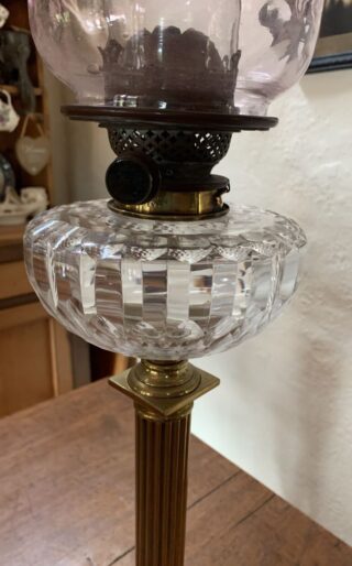 Hinks and Sons marked lamp c1895 cranberry tulip shade - Image 2