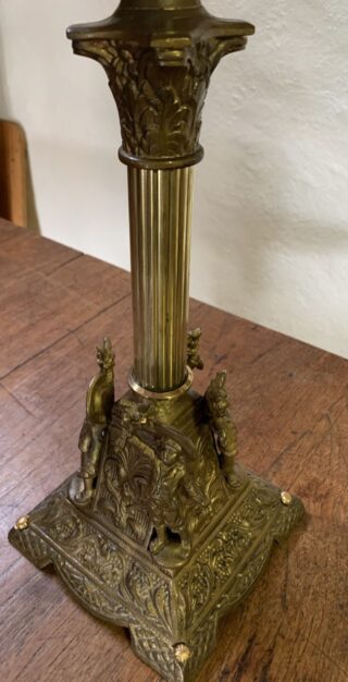 Victorian Boy Flower Seller Oil Lamp, pink to cranberry embossed vaseline glass font - Image 4