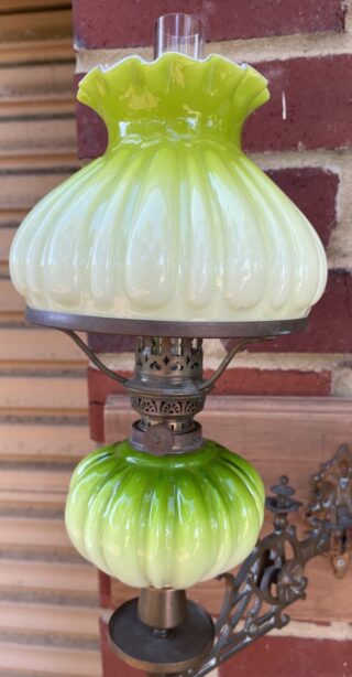 Victorian Green Piano Oil Lamps - Image 2