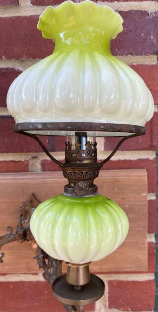 Victorian Green Piano Oil Lamps - Image 3