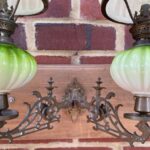 Victorian Green Piano Oil Lamps - Image 5