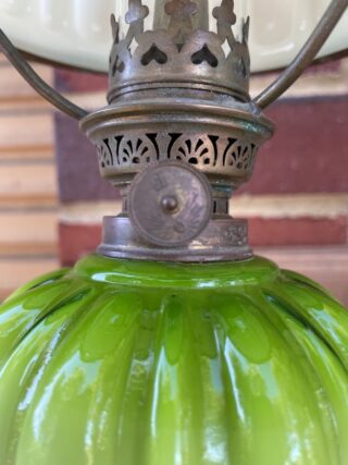 Victorian Green Piano Oil Lamps - Image 4