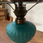 Boudoir Oil Lamp unusual Nickel coated brass base c1900s - Image 2