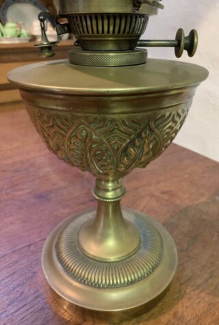 Hinks Table lamp with Hinks rise and fall burner marked Benett Fink London - Image 2