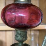 Original Piano/Peg Cranberry oil lamp c1895 - Image 2