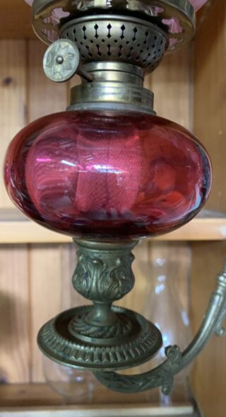 Original Piano/Peg Cranberry oil lamp c1895 - Image 2