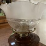 Sheoak oil lamp, original c1900 shade - Image 2