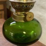 Brass candle stick green font and Kosmos burner - Image 2