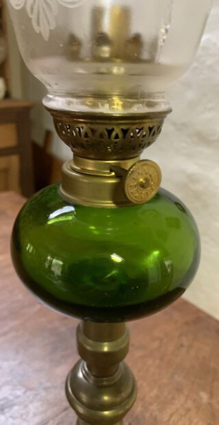Brass candle stick green font and Kosmos burner - Image 2