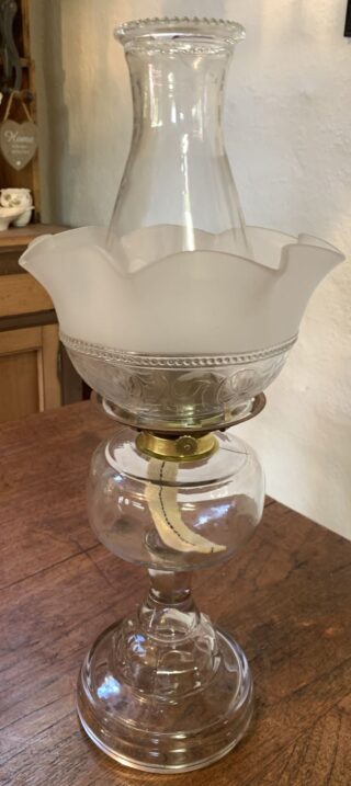 American Glass Oil Lamp with clinch collar