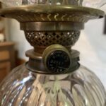 Hinks Griffin Oil Lamp, Hinks Burner and collar, cut glass font - Image 2