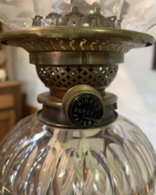 Hinks Griffin Oil Lamp, Hinks Burner and collar, cut glass font - Image 2