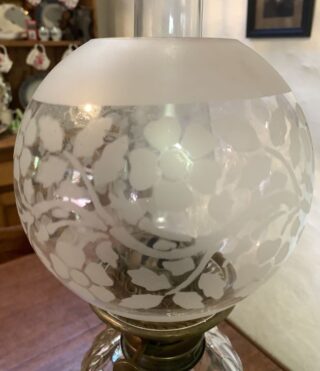 Hinks Griffin Oil Lamp, Hinks Burner and collar, cut glass font - Image 6