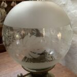Hinks oil lamp c1895, patented No. 2 duplex rise and fall burner, original chimney - Image 4