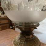Hinks oil lamp c1895, patented No. 2 duplex rise and fall burner, original chimney - Image 5