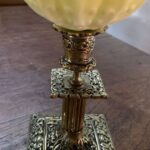 Peg Piano Cased Yellow Oil Lamp with matching ruffled cased shade - Image 2