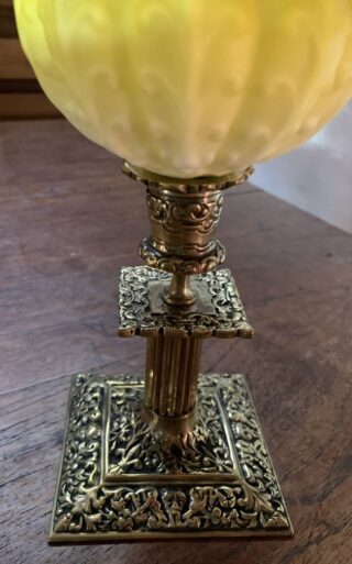 Peg Piano Cased Yellow Oil Lamp with matching ruffled cased shade - Image 2