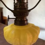 Peg Piano Cased Yellow Oil Lamp with matching ruffled cased shade - Image 4
