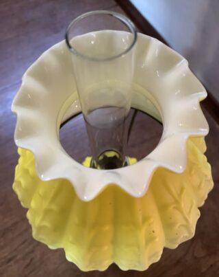 Peg Piano Cased Yellow Oil Lamp with matching ruffled cased shade - Image 6