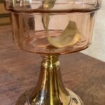 Pink/Peach oil lamp marked B.M. Lamp on base - Image 2