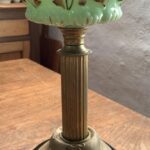 Victorian Embossed Floral glass font, fluted brass column, British burner - Image 2