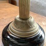 Victorian Embossed Floral glass font, fluted brass column, British burner - Image 3