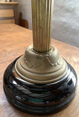Victorian Embossed Floral glass font, fluted brass column, British burner - Image 3