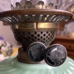 Victorian Embossed Floral glass font, fluted brass column, British burner - Image 5