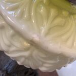 Victorian Lime Green embossed font oil lamp - Image 3