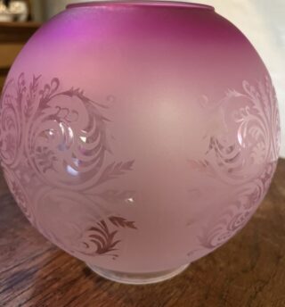 4" Cranberry Tint Etched Ball glass shade