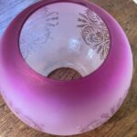 4" Cranberry Tint Etched Ball glass shade - Image 2