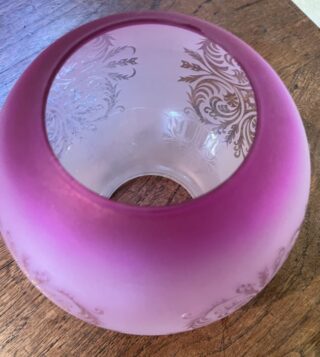 4" Cranberry Tint Etched Ball glass shade - Image 2