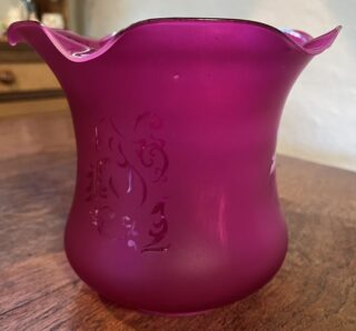 4" Cranberry Etched Tulip glass shade